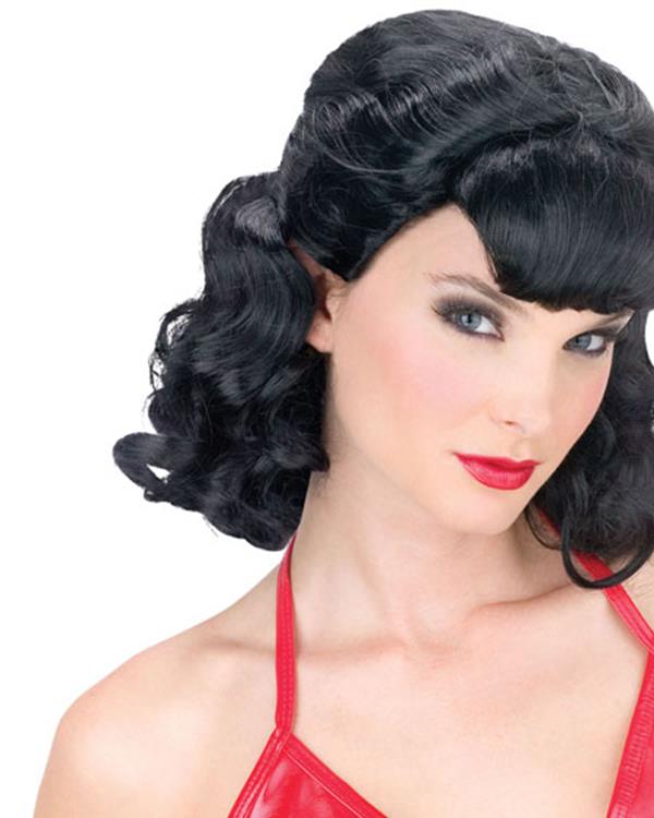 50's Grease Pink Lady Black Adult Wig