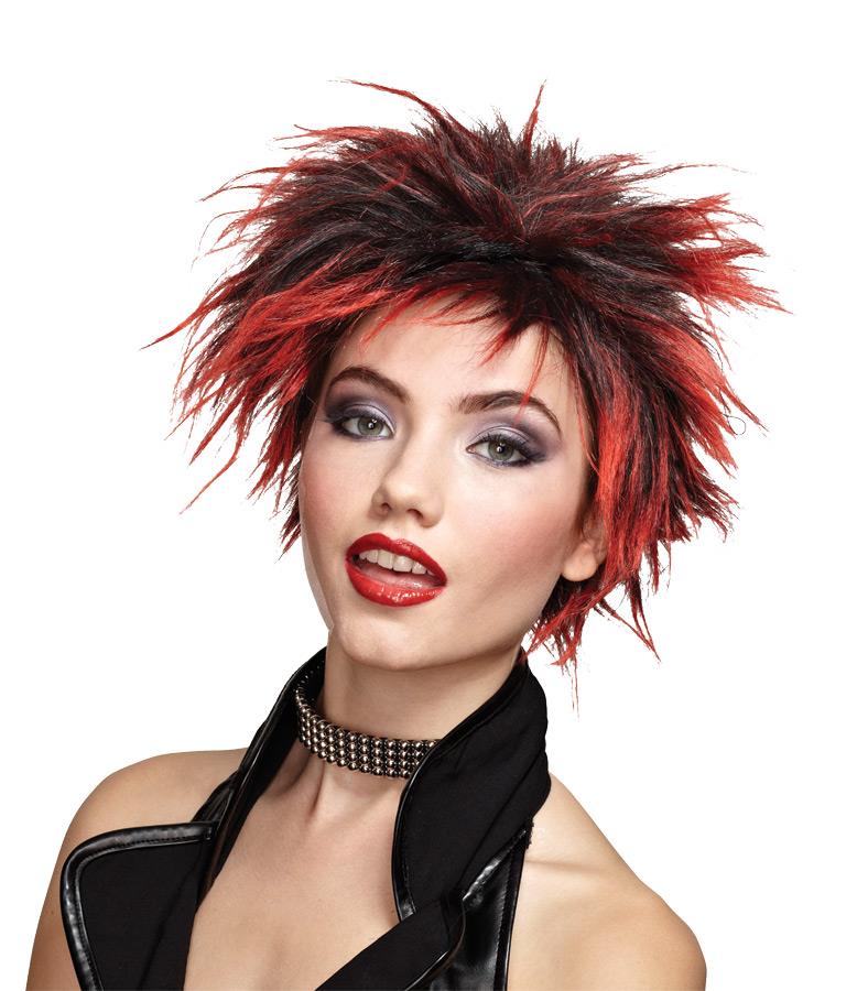 Punk Rock Chick Spiked Red Adult Wig