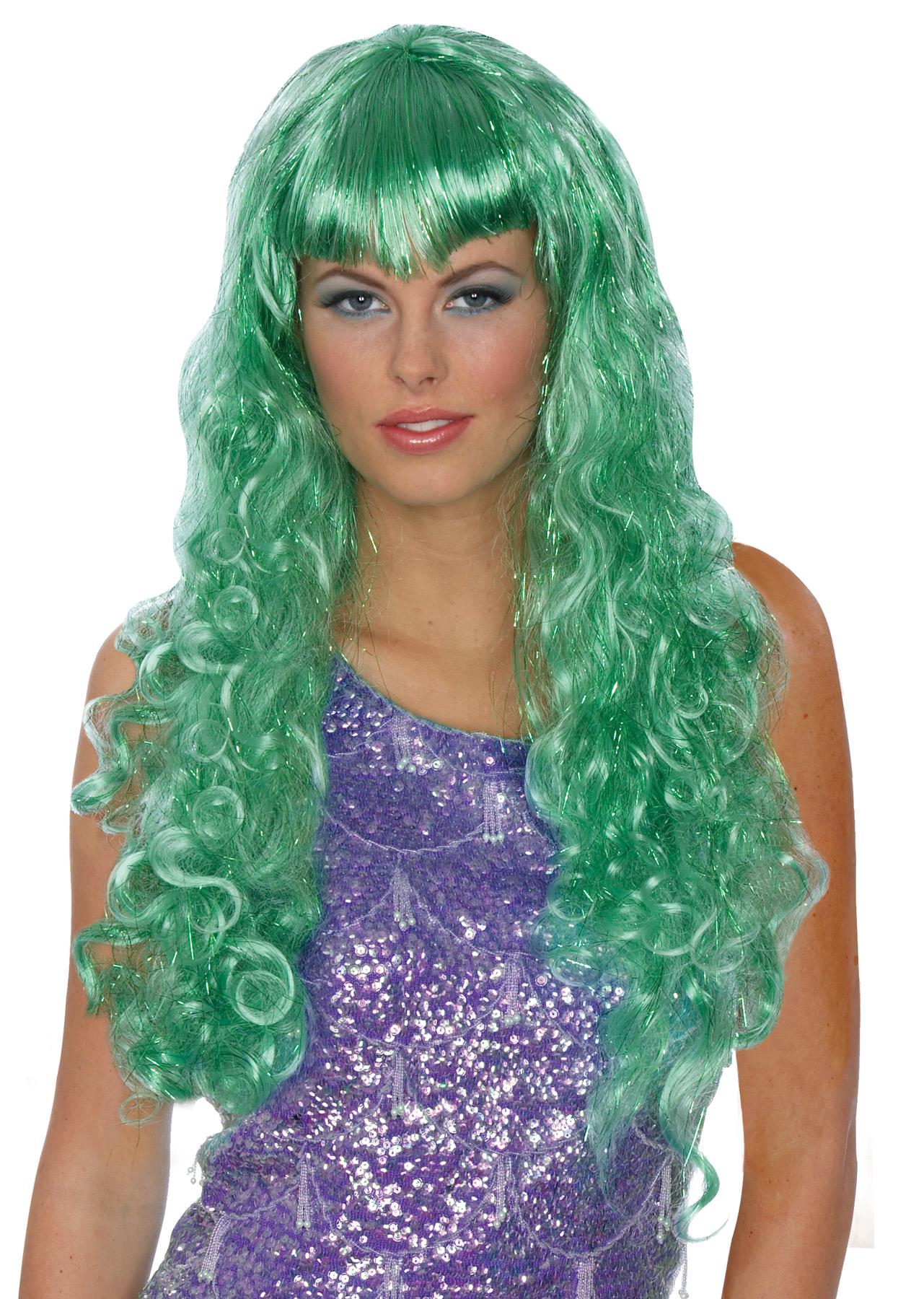Mermaid Long Curly Green Adult Wig