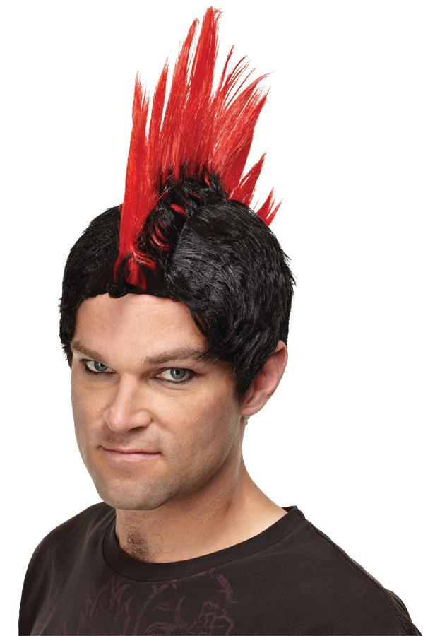 Punk Rocker Mohawk Spike Red Adult Wig