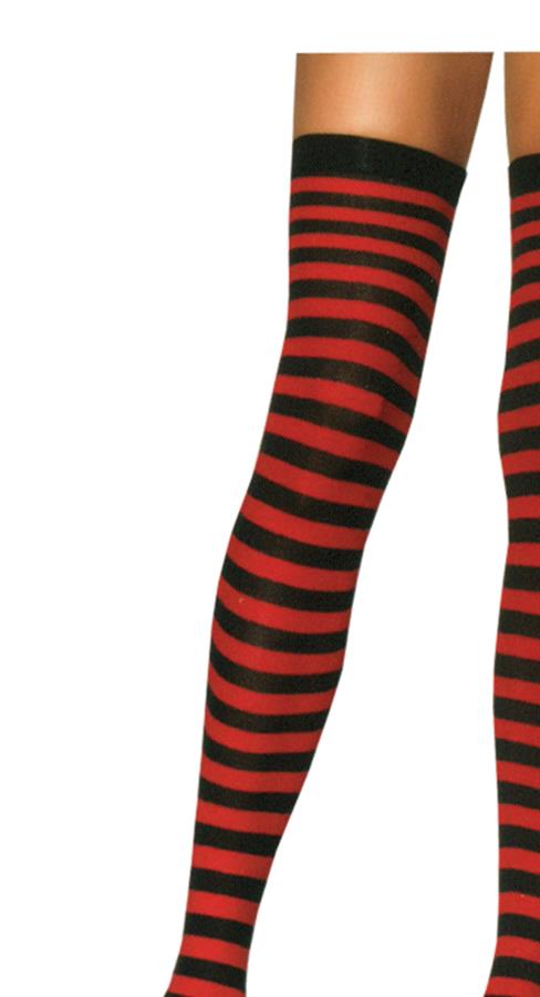 Striped Black Red Thigh Highs Adult Costume Accessory