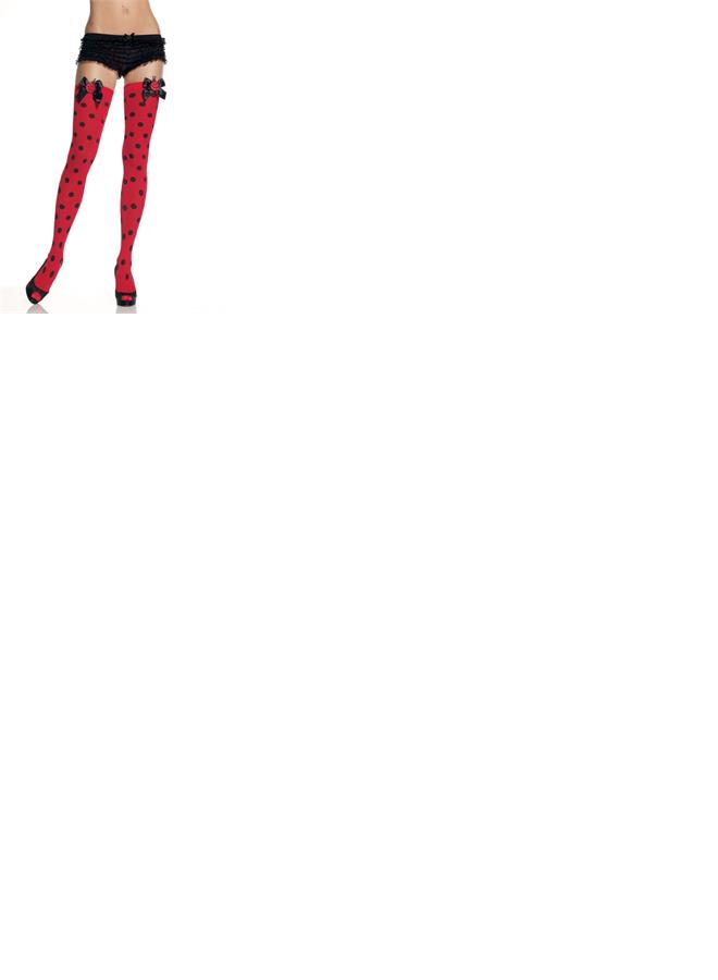 Red Black Dots Ladybug Bow Knee Highs Adult Costume Accessory