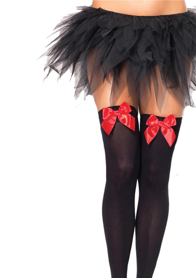 Sexy Fancy Black Red Bow Thigh Highs Adult Costume Accessory