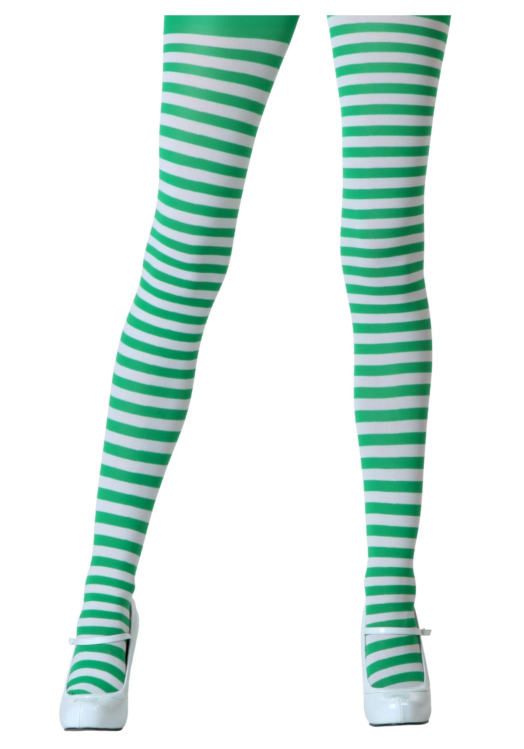 Striped Green White Tights Adult Costume Accessory
