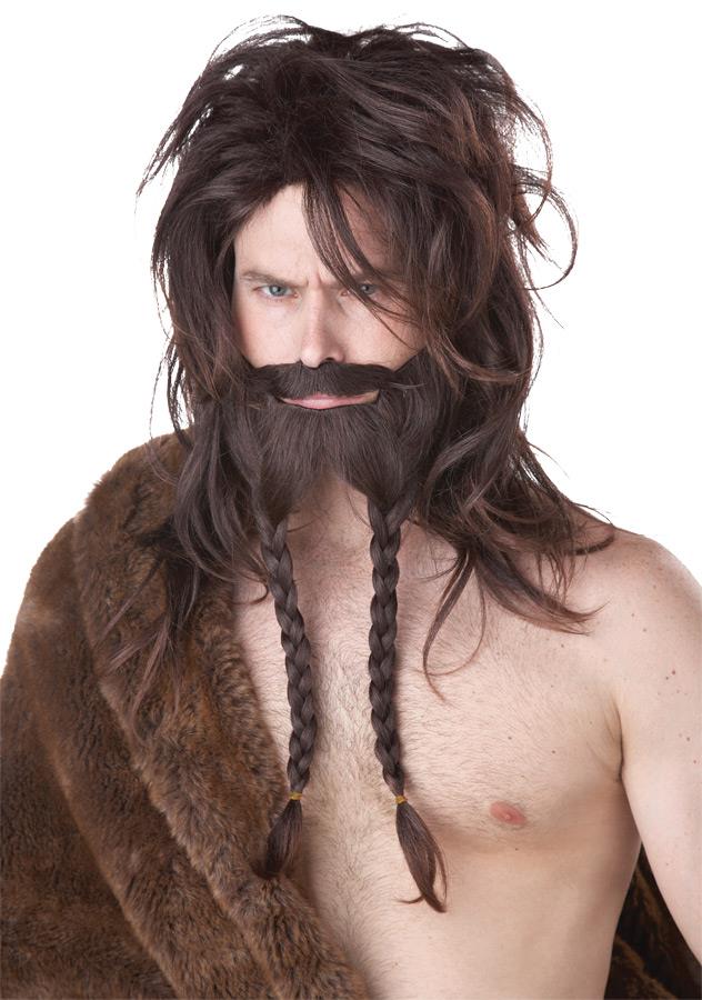 Brown Viking Wig Kit Adult Costume Accessory