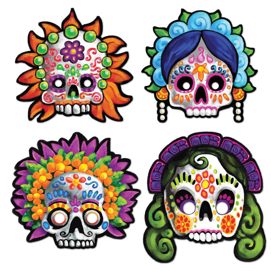 Day of the Dead Masks Pack of 4