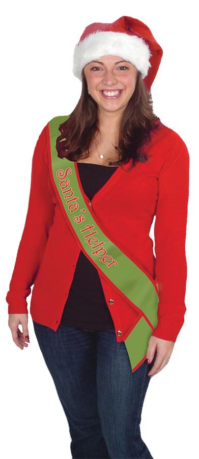 Santa Helper Satin Sash Adult Costume Accessory
