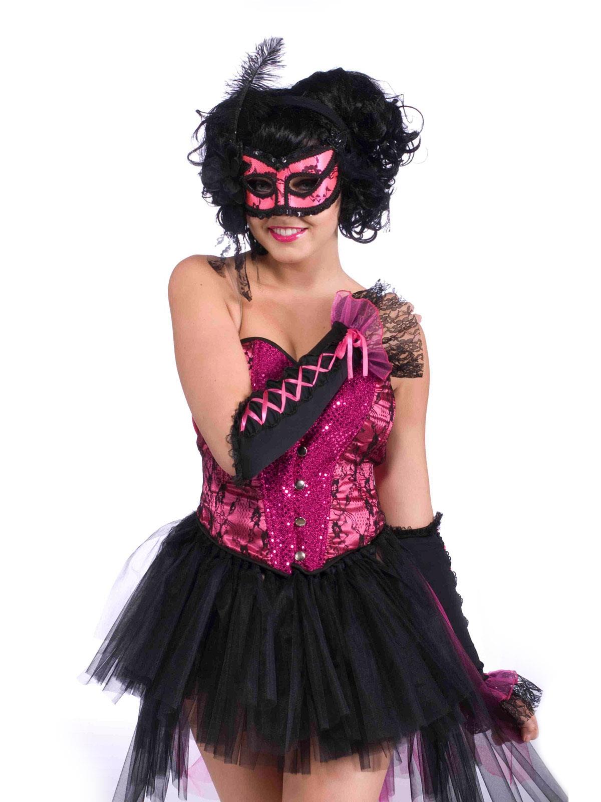 Burlesque Pink Black Half Adult Mask
