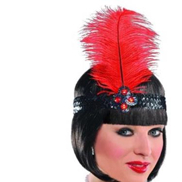 Roaring 20's Gatsby Elasticated Feather Headband Adult Costume Accessory