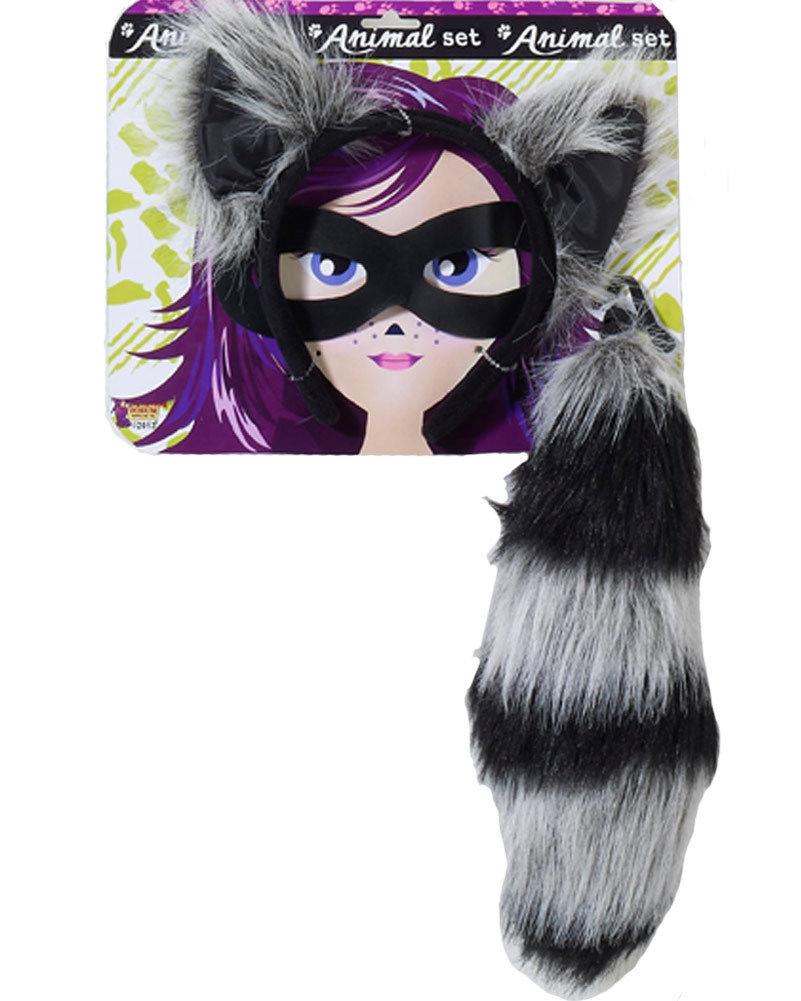 Raccoon With Tail and Eye Mask Adult Costume Kit