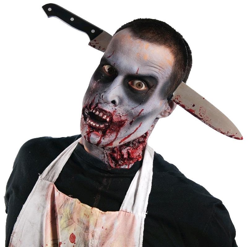 Zombie Kitchen Knife Through Head Costume Accessory