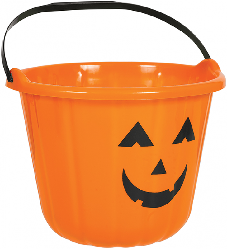 Plastic Orange Pumpkin Bucket Halloween Costume Accessory