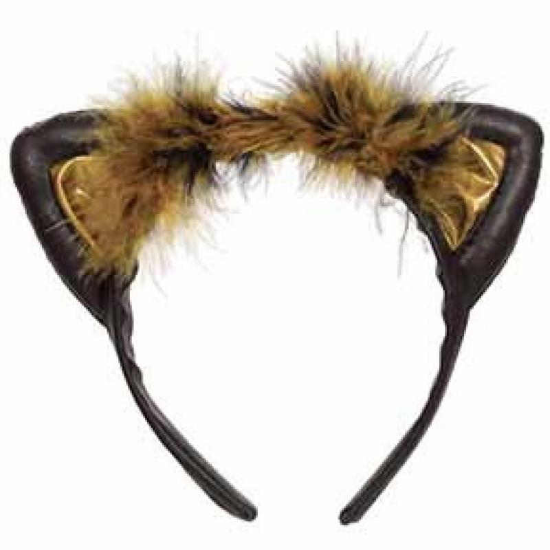 Black Brown Cat Ear Headband Adult Costume Accessory