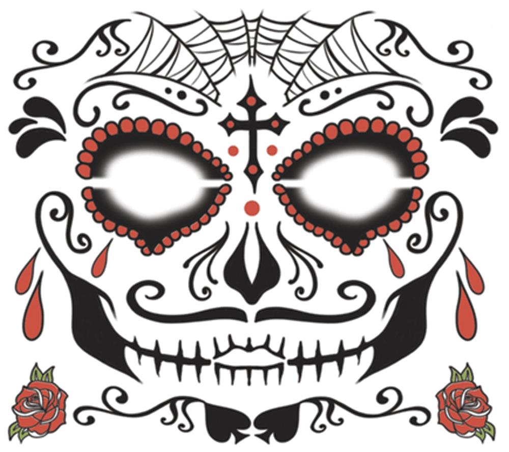 Sugar Skull Man Face Tattoo Adult Makeup Accessory