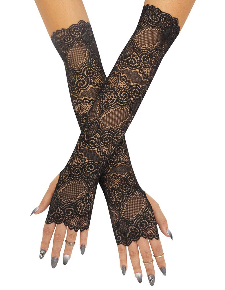 Scalloped Lace Fingerless Adult Gloves