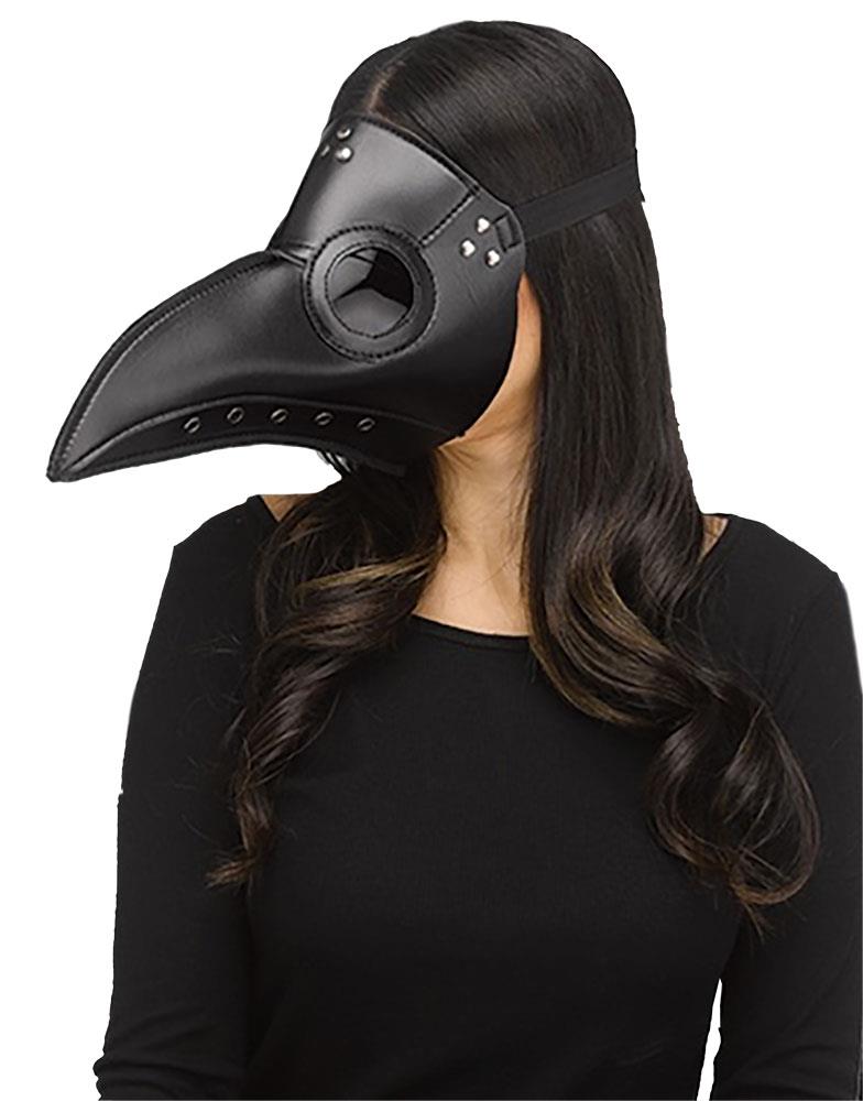 Black Plague Doctor Faux Leather Adult Mask
