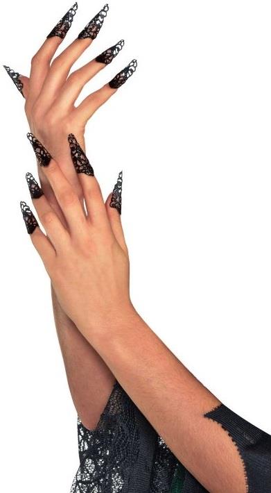 Filigree Design Black Witch Nails Adult Costume Accessory