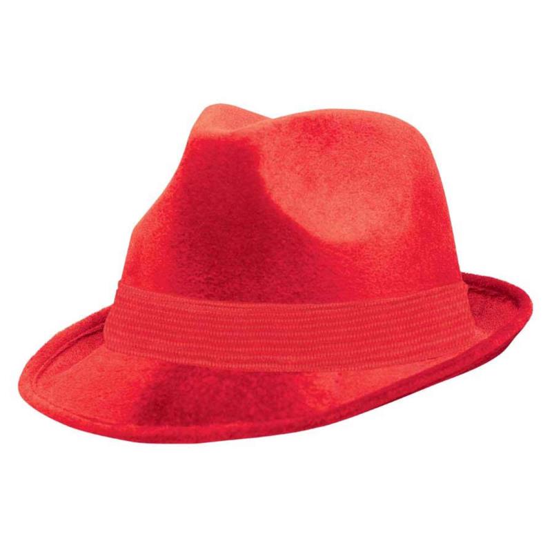Red Velour Fedora Adult Hat