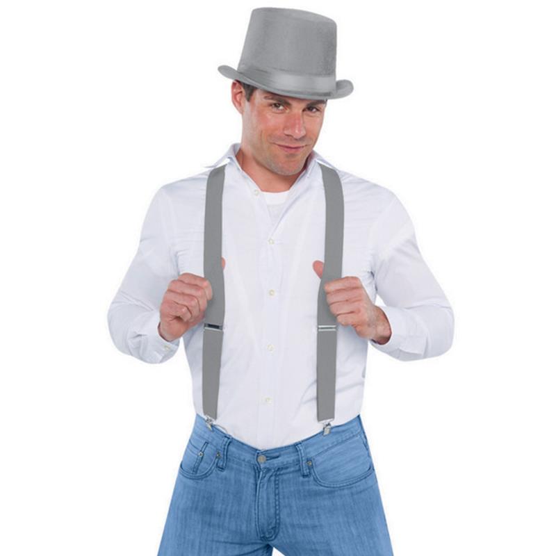Silver Suspenders Adult Costume Accessory