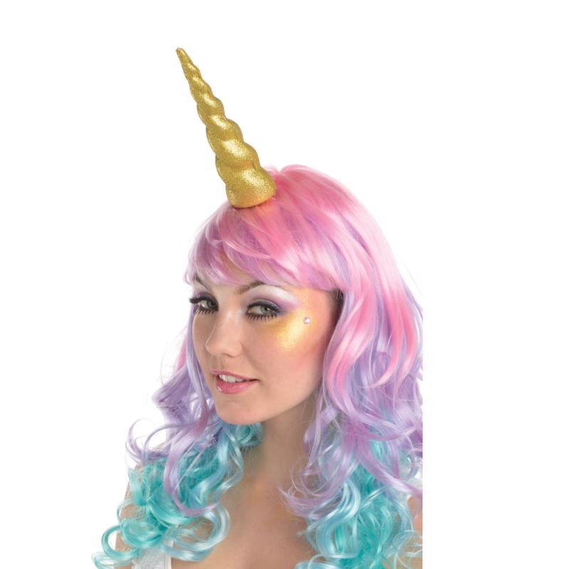 Gold Glittered Unicorn Horn Adult Costume Accessory