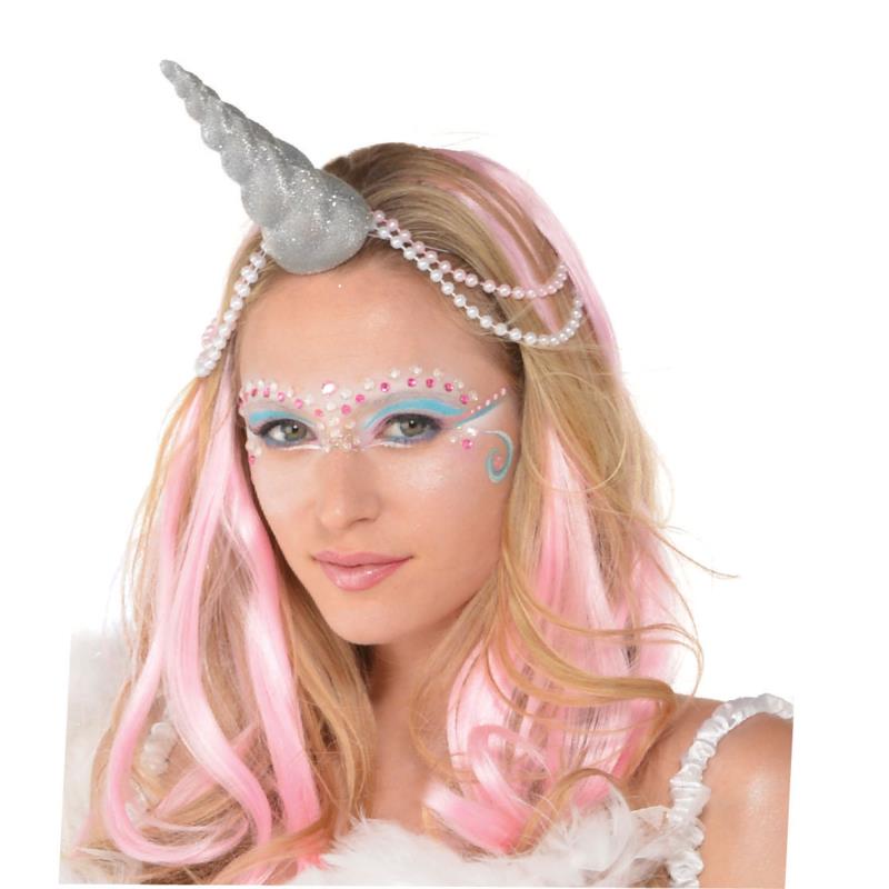 Silver Glittered Unicorn Horn Adult Costume Accessory
