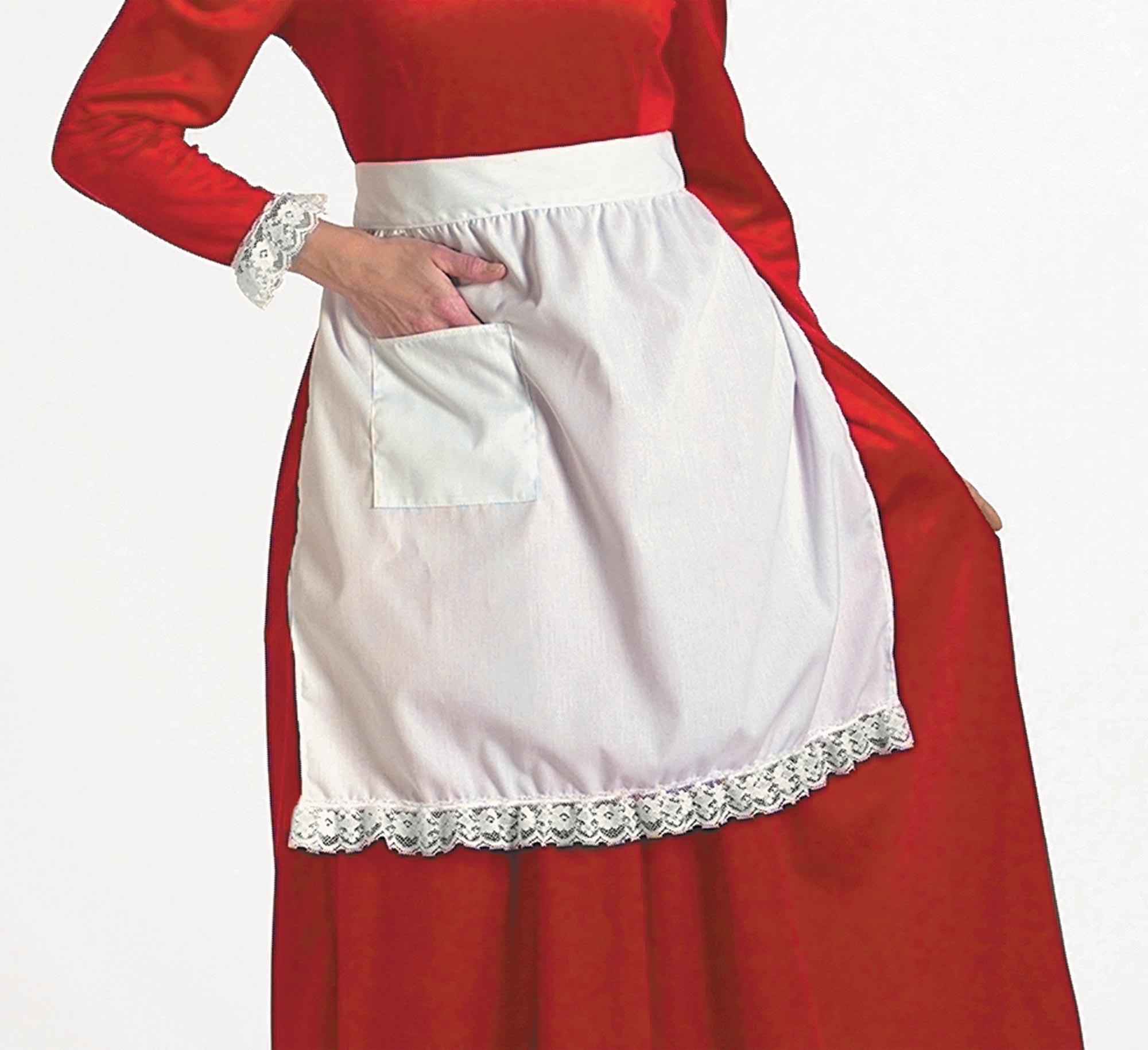 Mrs. Claus White Cotton Apron Adult Costume Accessory