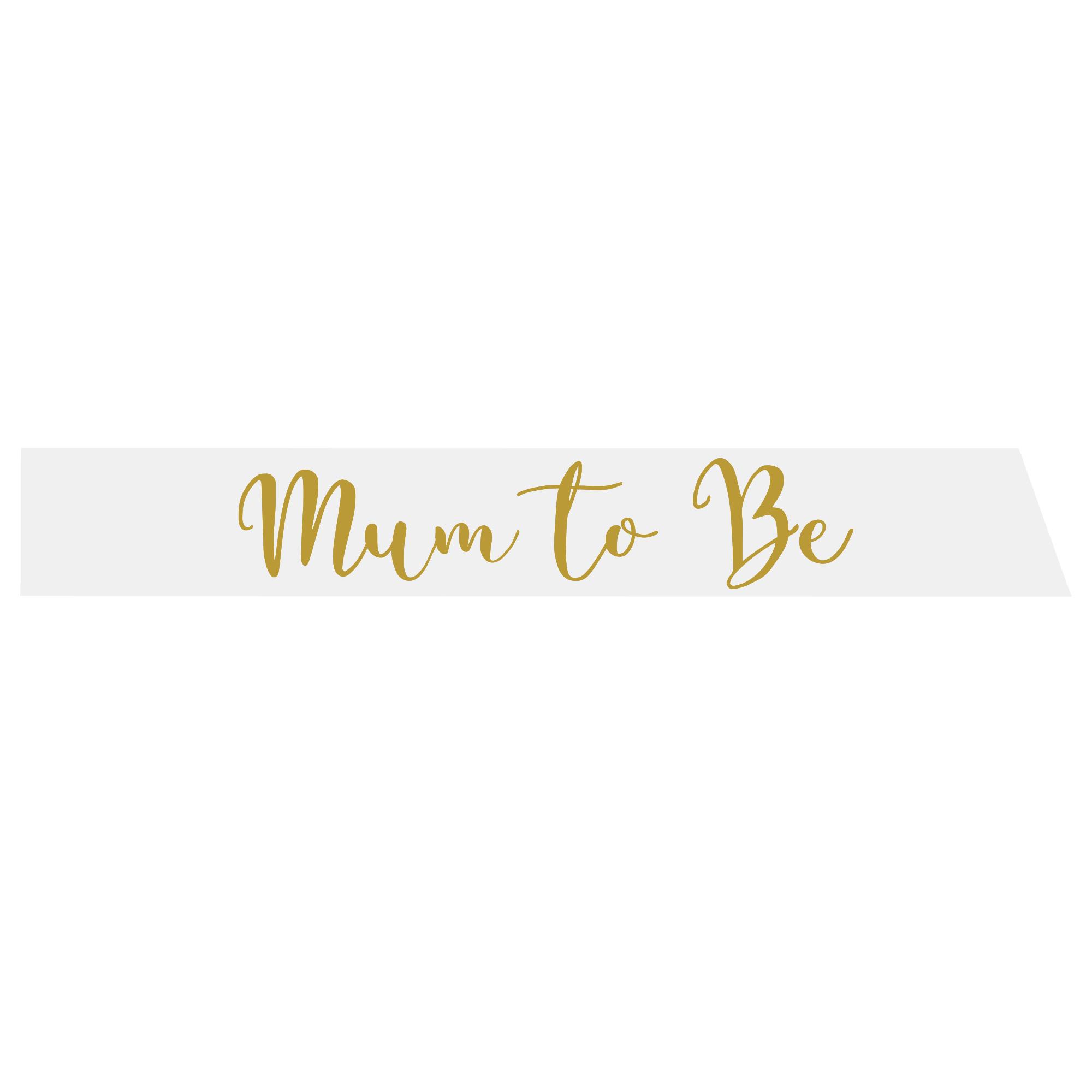 Ready to Pop Mum to Be White Gold Sash Adult Costume Accessory
