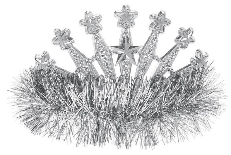 Silver Star Tiara With Tinsel