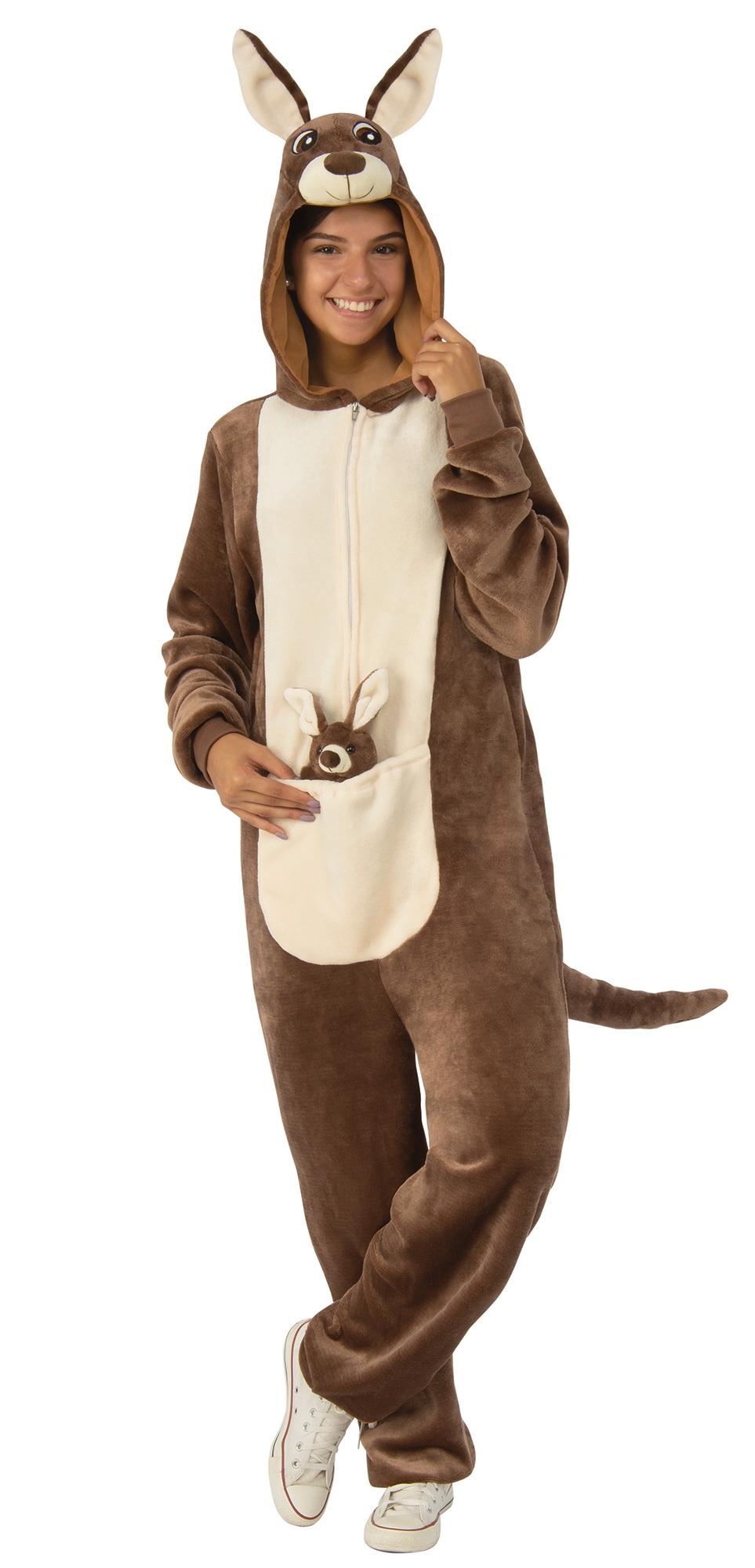 Kangaroo Furry All-in-One Jumpsuit Adult Costume