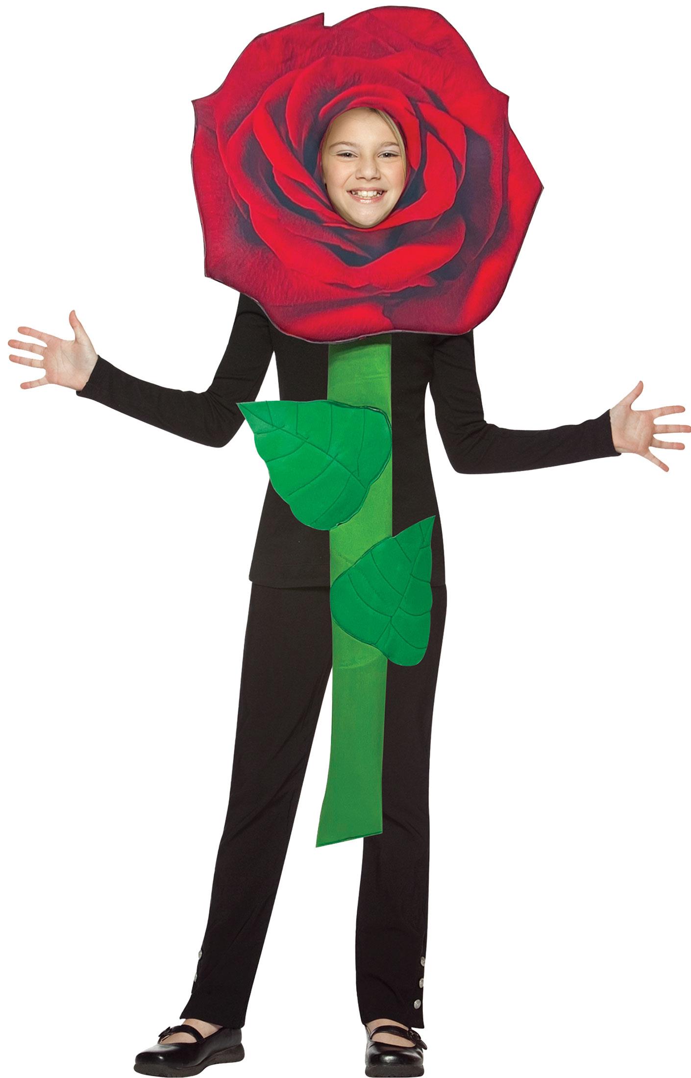 Red Rose Flower Child Costume