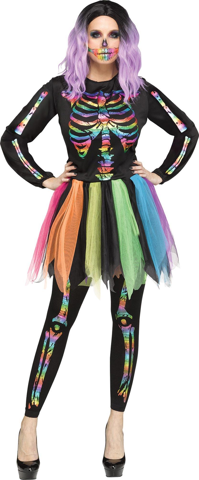 Skeleton Rainbow Foil Adult Costume