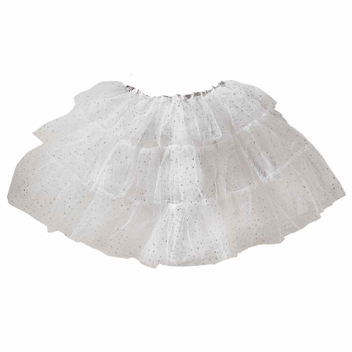 Fancy Dress White Silver Sparkle Fairy Princess Tutu Child Costume Accessory