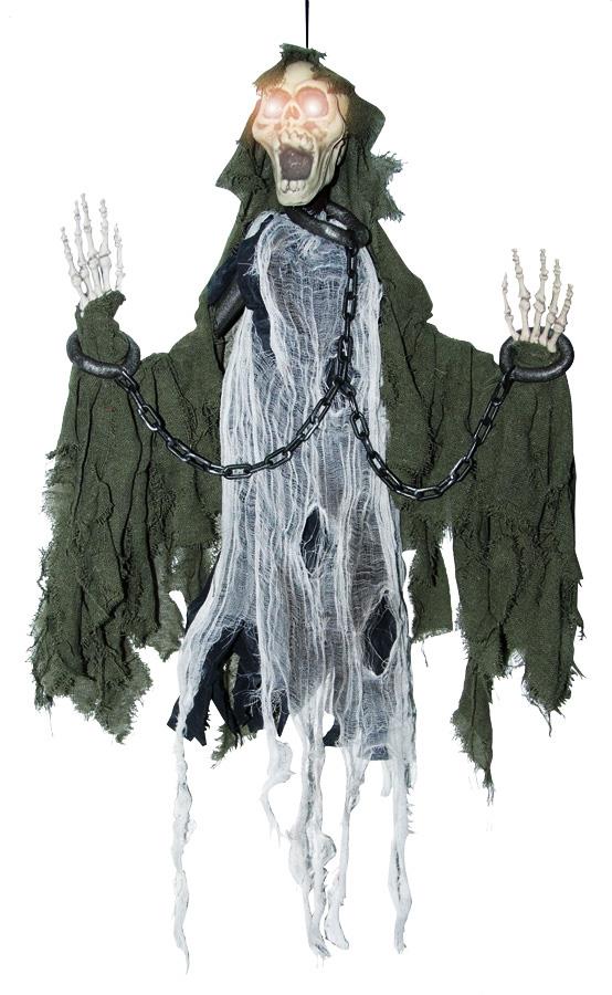 Animated Reaper in Chains Halloween Prop