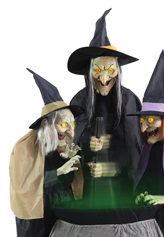 Sitchwick Sisters Witch Cauldron Animated Halloween Prop
