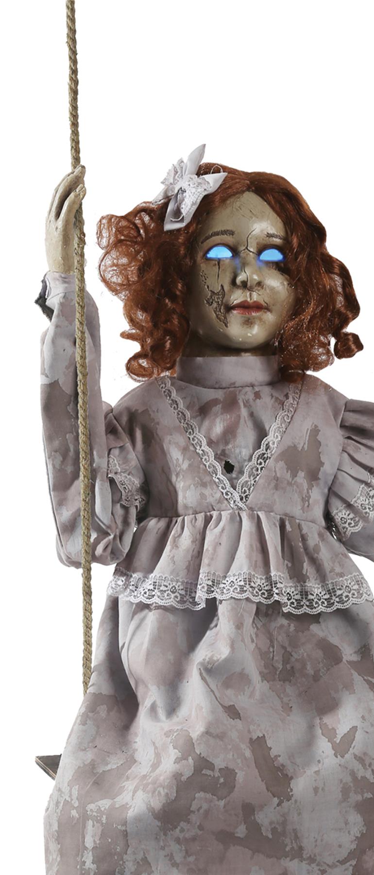 Swinging Decrepit Doll Animated Halloween Prop