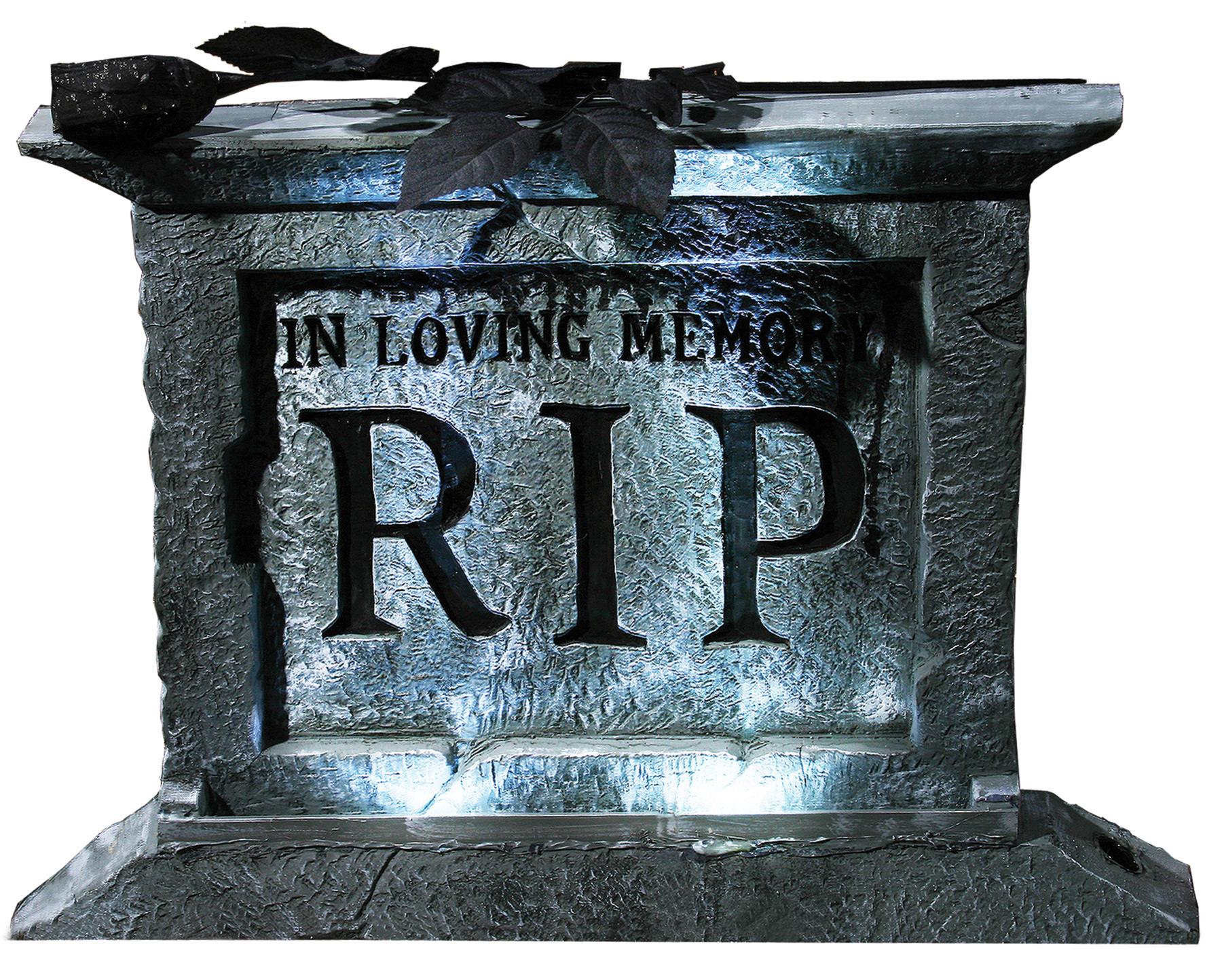 Tombstone Pedestal 22in With Rose Halloween Prop