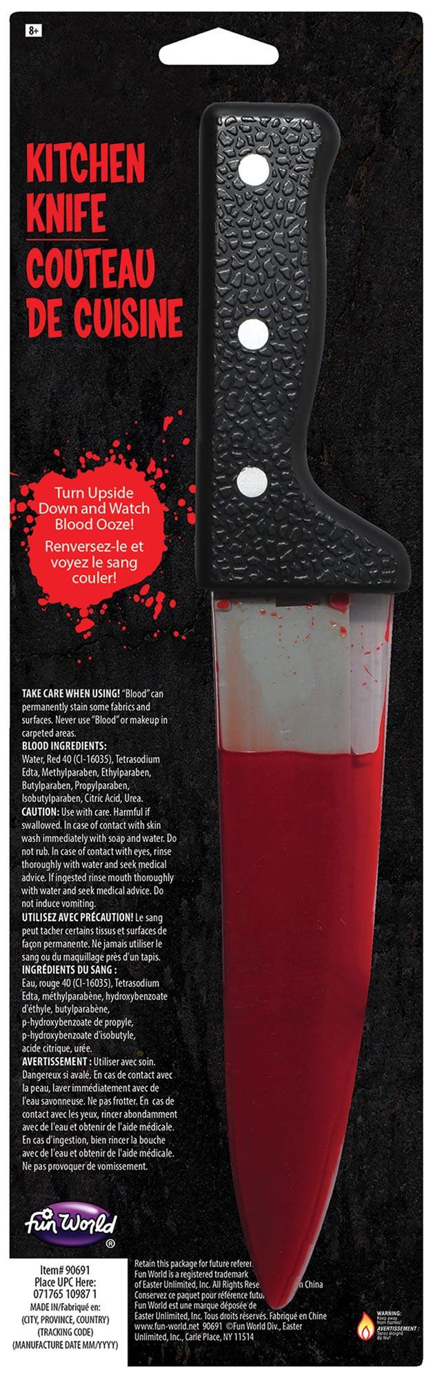 Bleeding Kitchen Knife 13in Halloween Prop