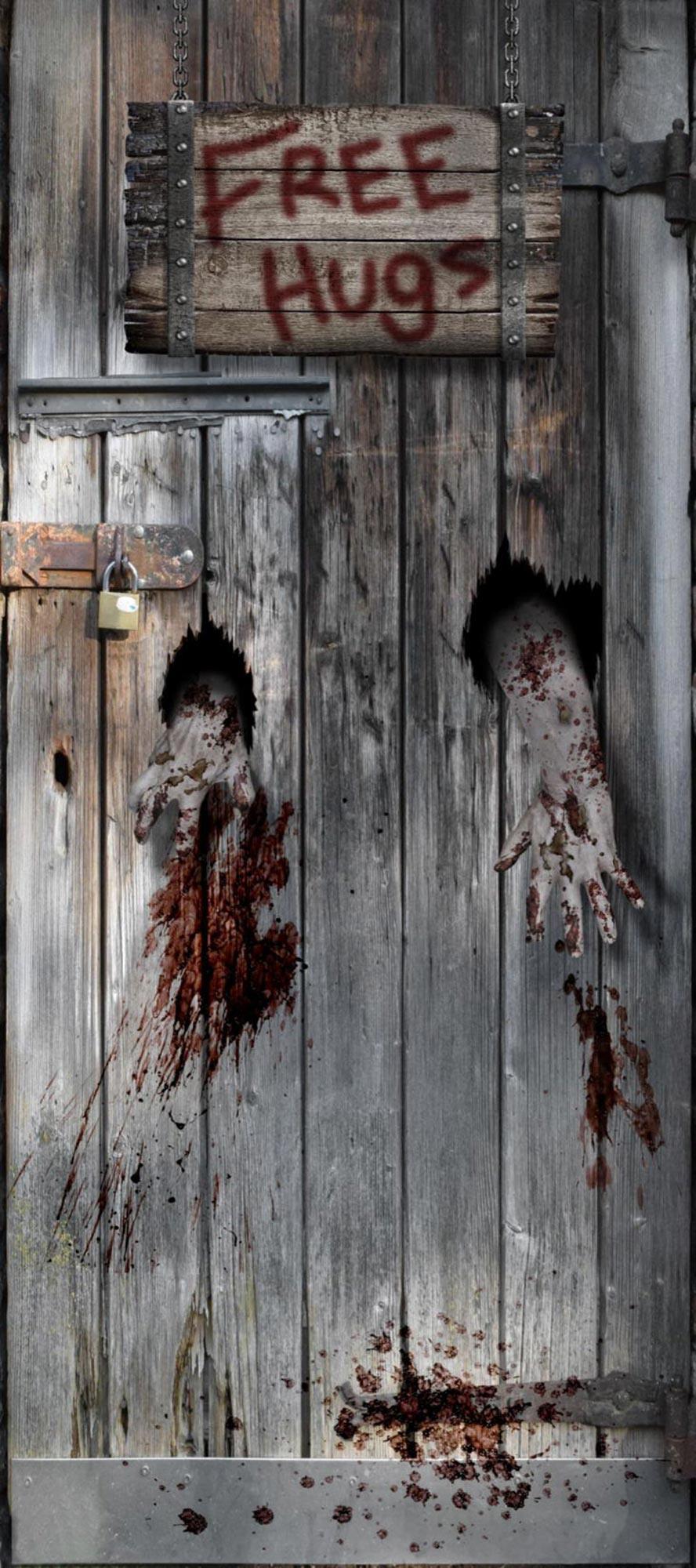 Free Hugs Zombie Door Cover 71in Halloween Prop