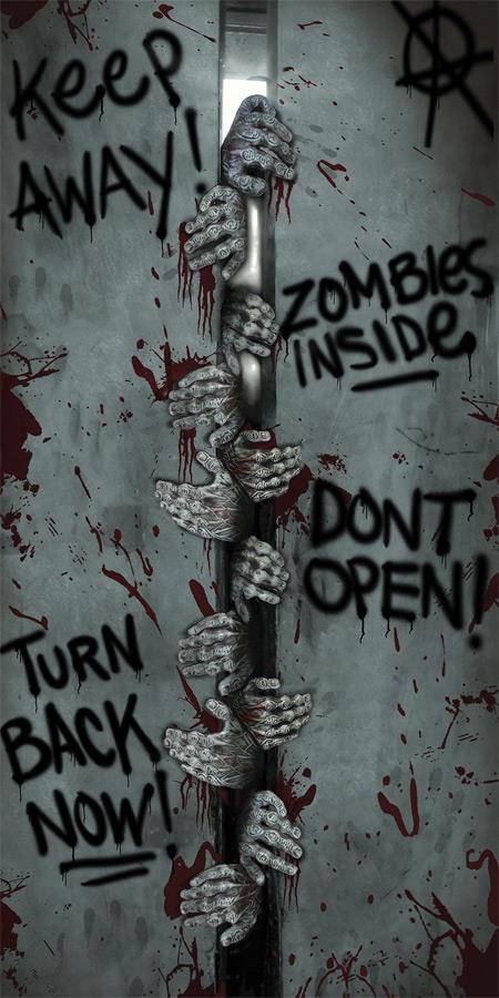 Zombie Breakout Door Cover Halloween Decoration