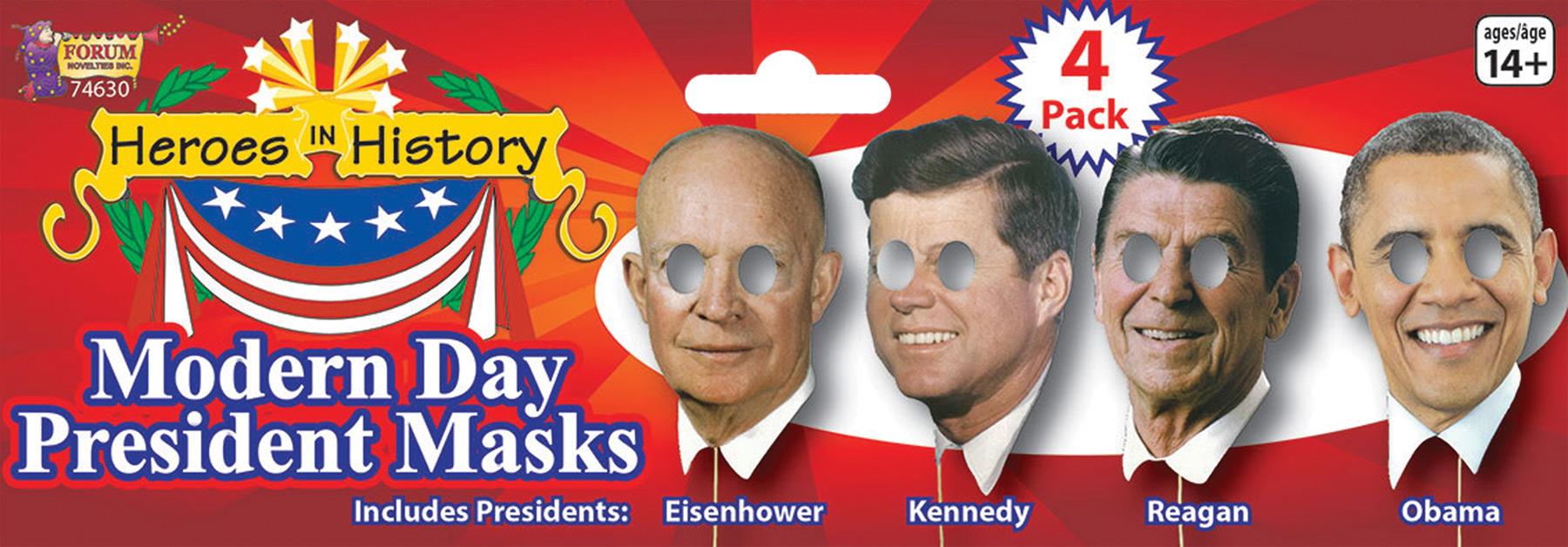 Presidents Stick Adult Masks Pack of 4