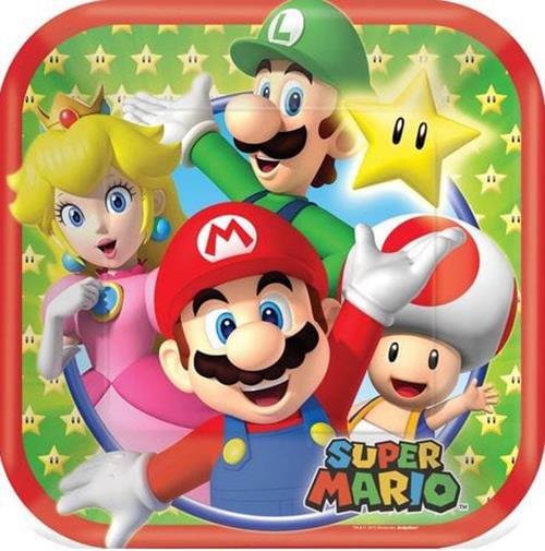 Super Mario Bros. Square Paper Luncheon Plates 18cm Pack of 8