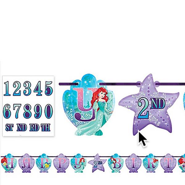 The Little Mermaid Ariel Add an Age Birthday Banner