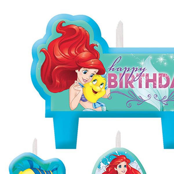 The Little Mermaid Ariel Happy Birthday Mini Moulded Candle Pack of 4