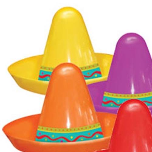 Mini Plastic Sombreros 5cm Pack of 8