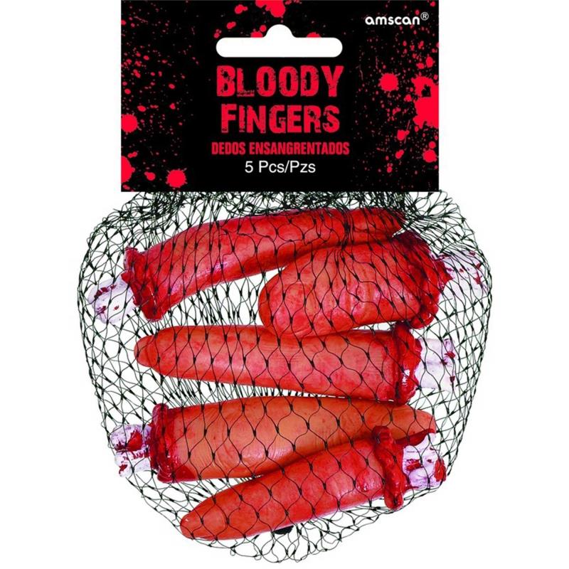 Asylum Plastic Bloody Fingers Halloween Props Pack of 5
