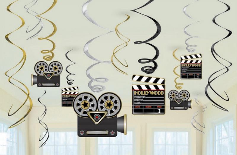 Lights Camera Action Value Pack Foil Swirl Decorations Pack of 12