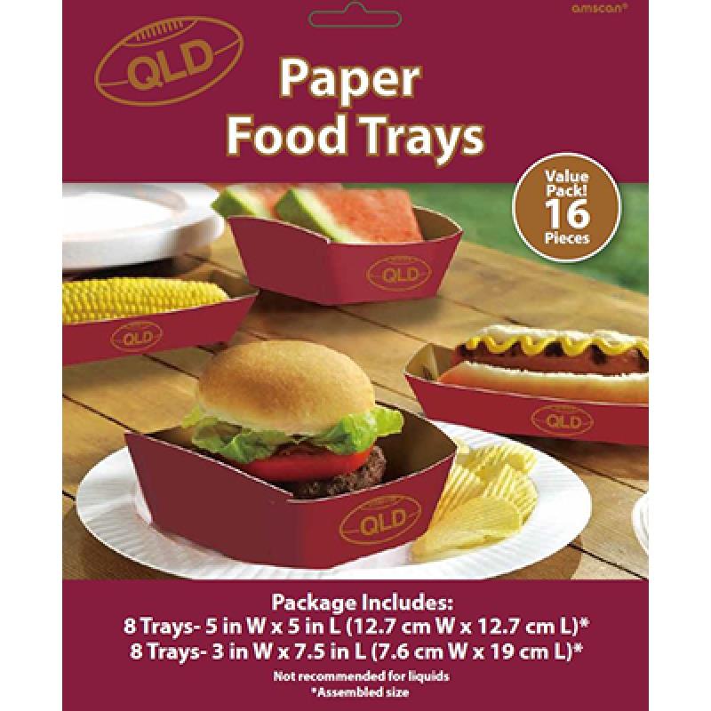 QLD State of Origin Paper Food Trays Pack of 16