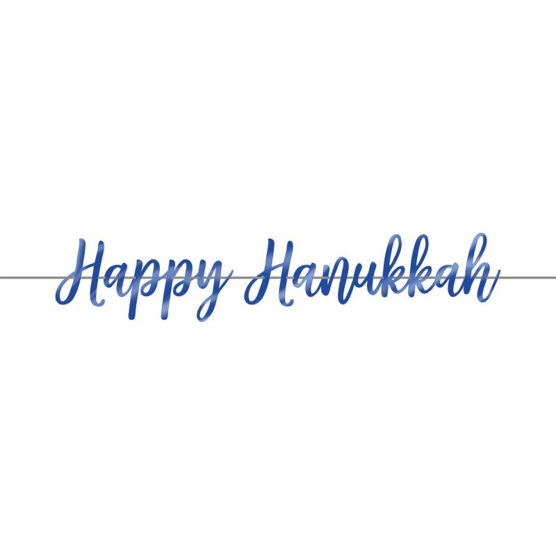 Happy Hanukkah Foil Script Ribbon Banner