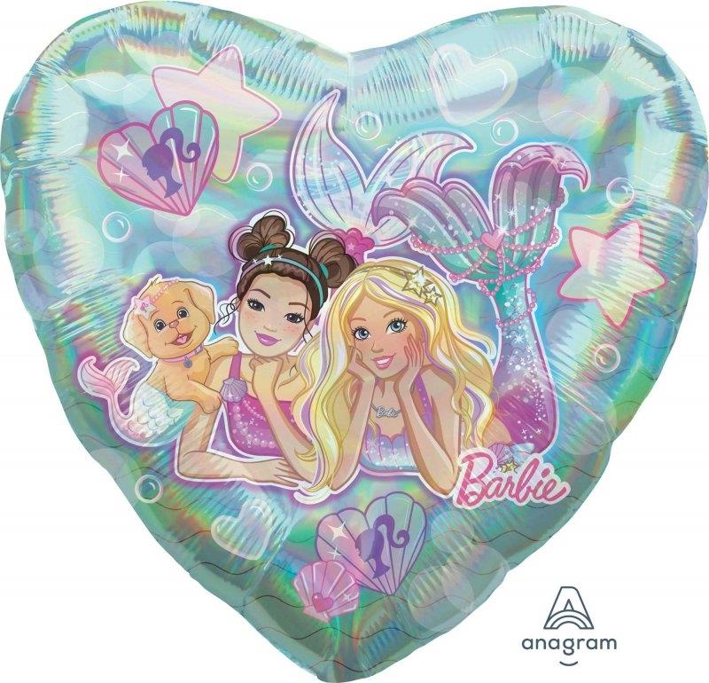 Barbie Mermaid Jumbo Holographic Heart Foil Balloon