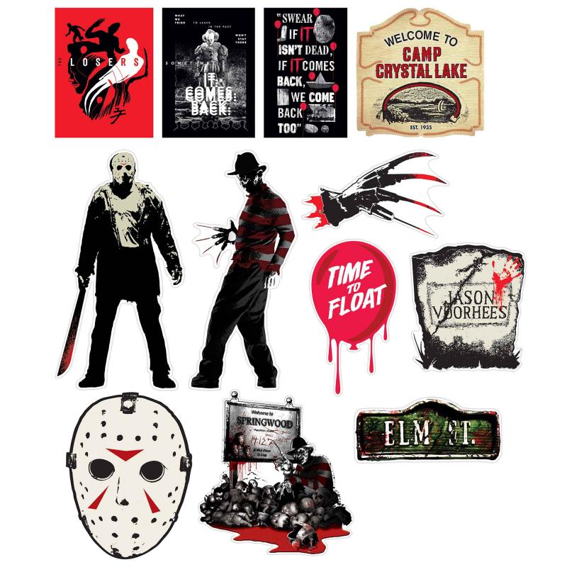 It Friday the 13th & Nightmare on Elm Street Horror Cutouts Pack of 12